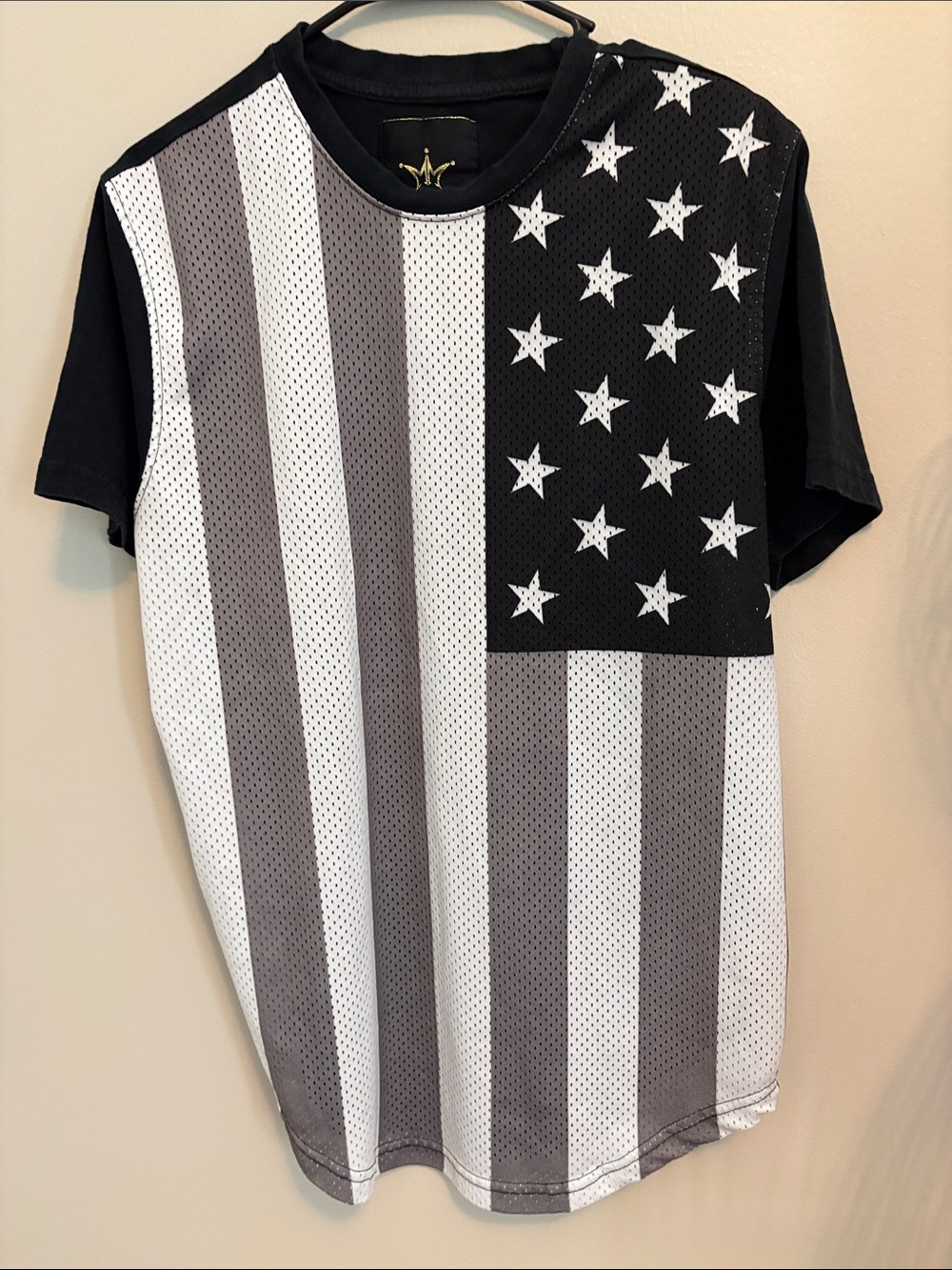 Maxi Milan Black & Gray Flag Short Sleeve Tee with Mesh Front Layer